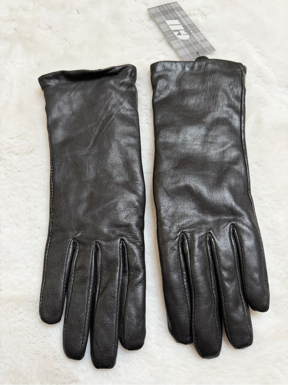 NWT Classic Black Leather Long Gloves